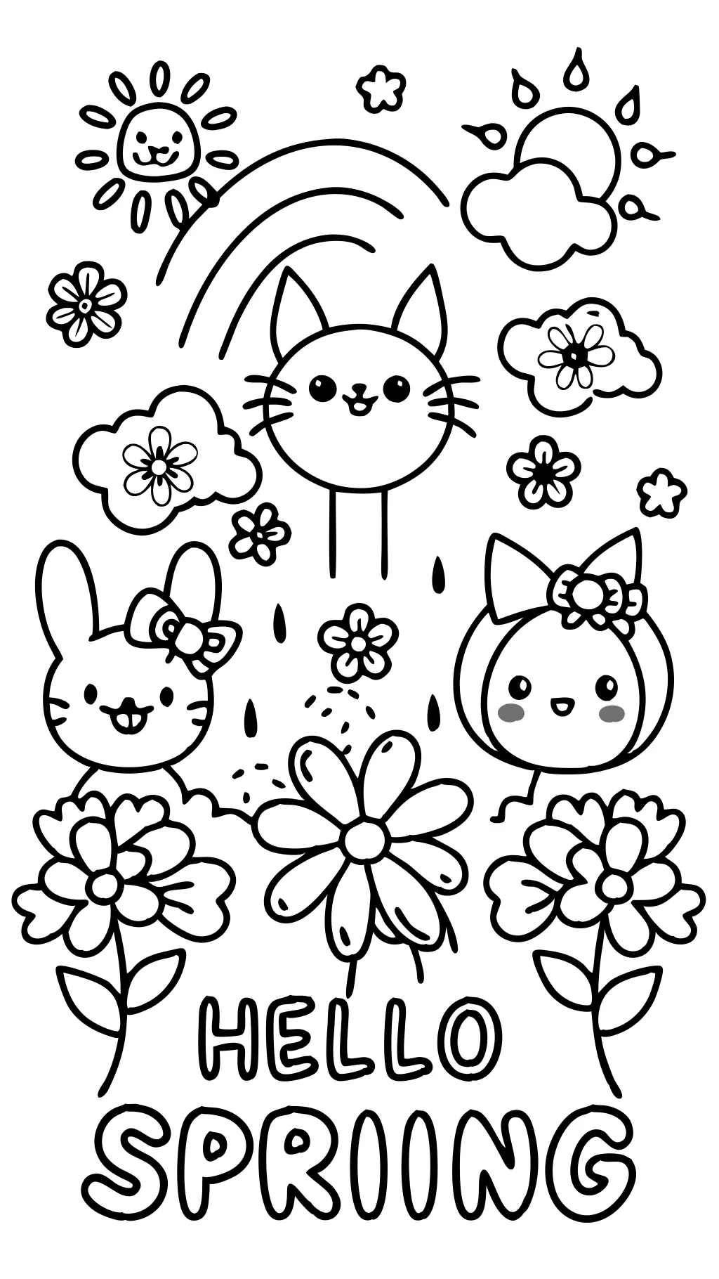 Bonjour le printemps coloriage